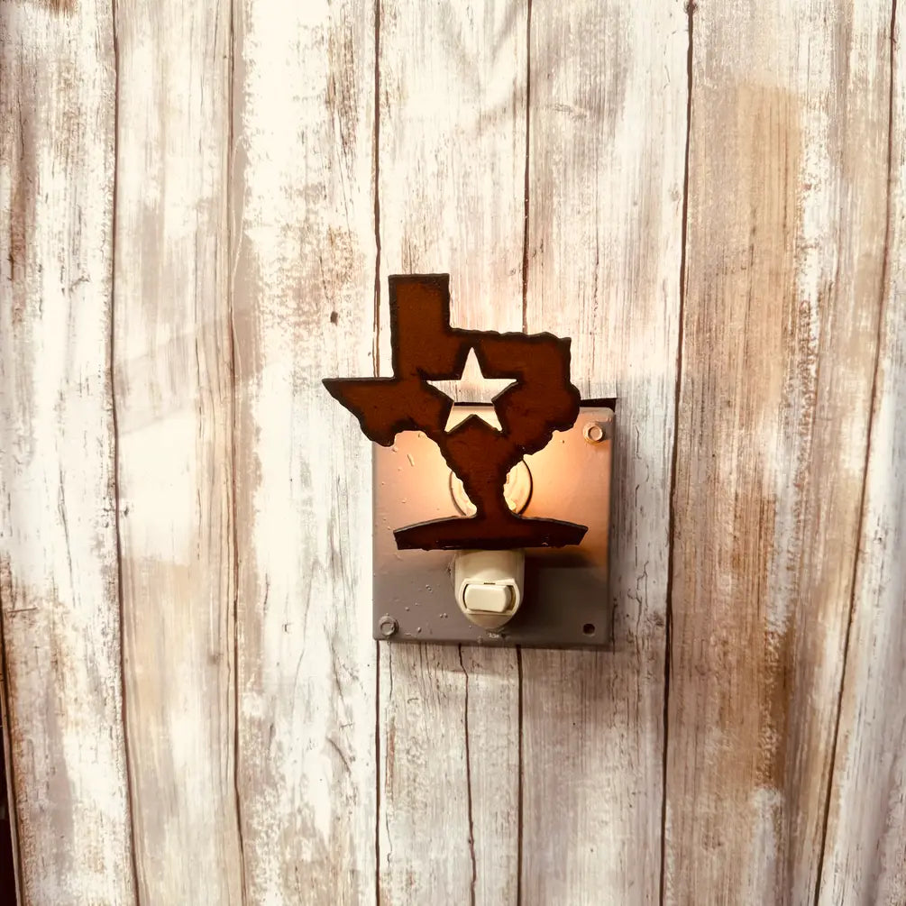 State of Texas with Star Image Rustic Night Light