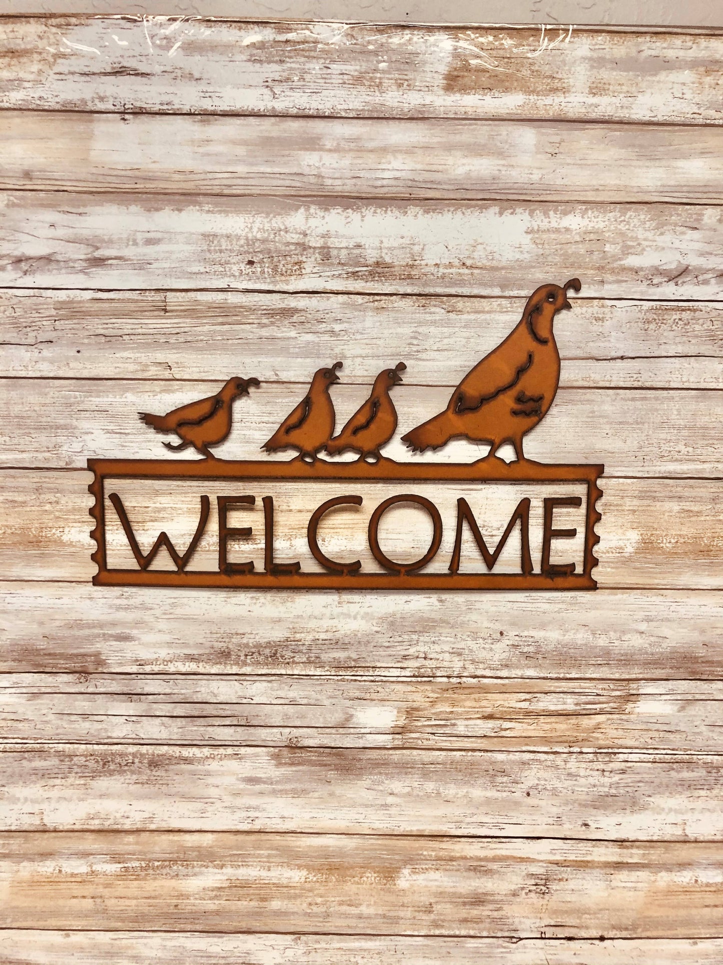 Quail Family Southwest Horizontal Stay In Welcome Sign