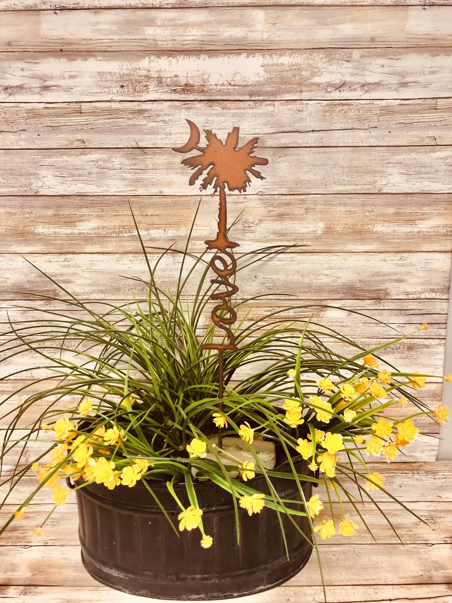 Palmetto Tree and Crescent Moon Carolina Love Garden Stake