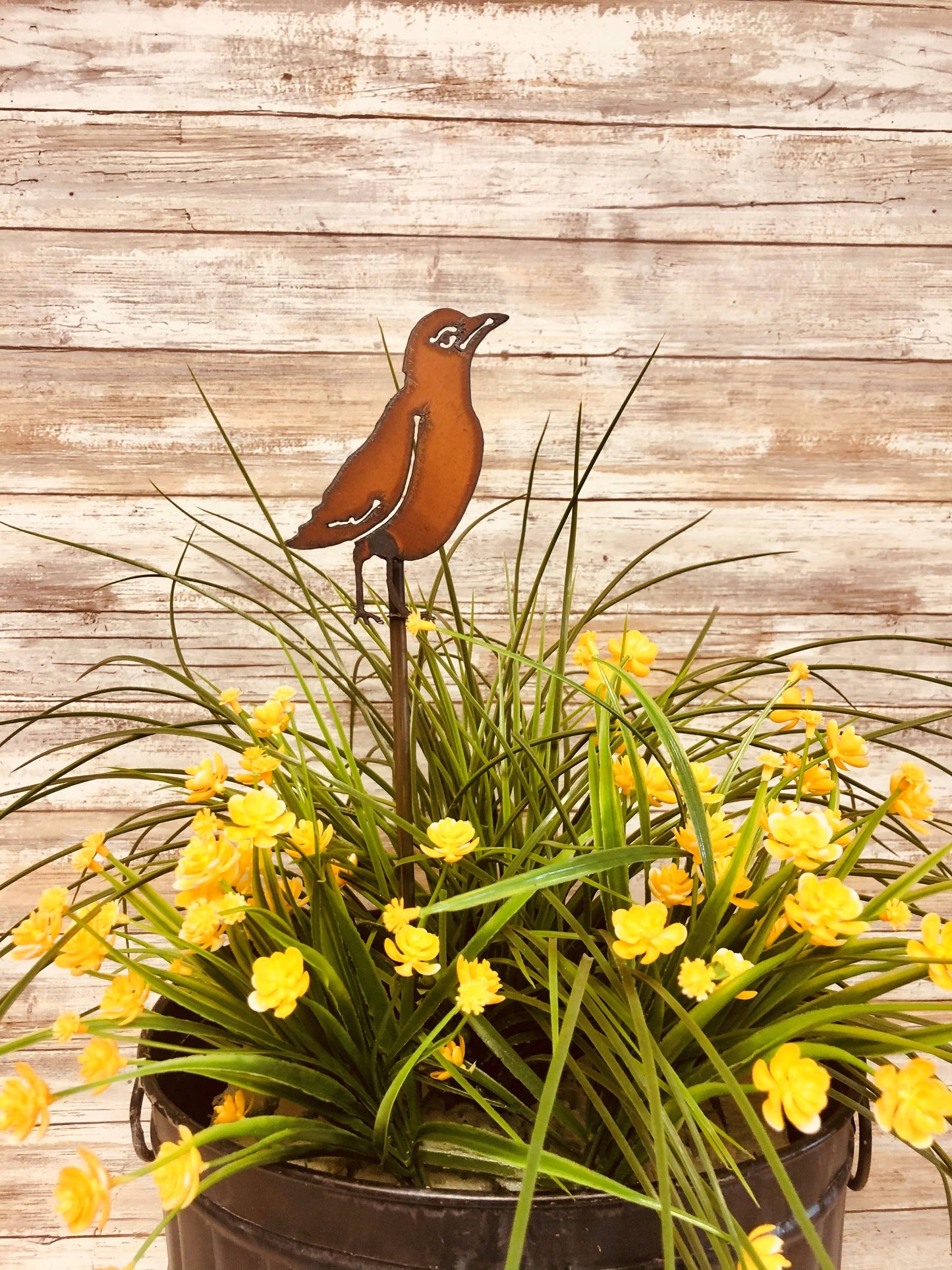 Robin Rusty Bird Garden Plant Stake