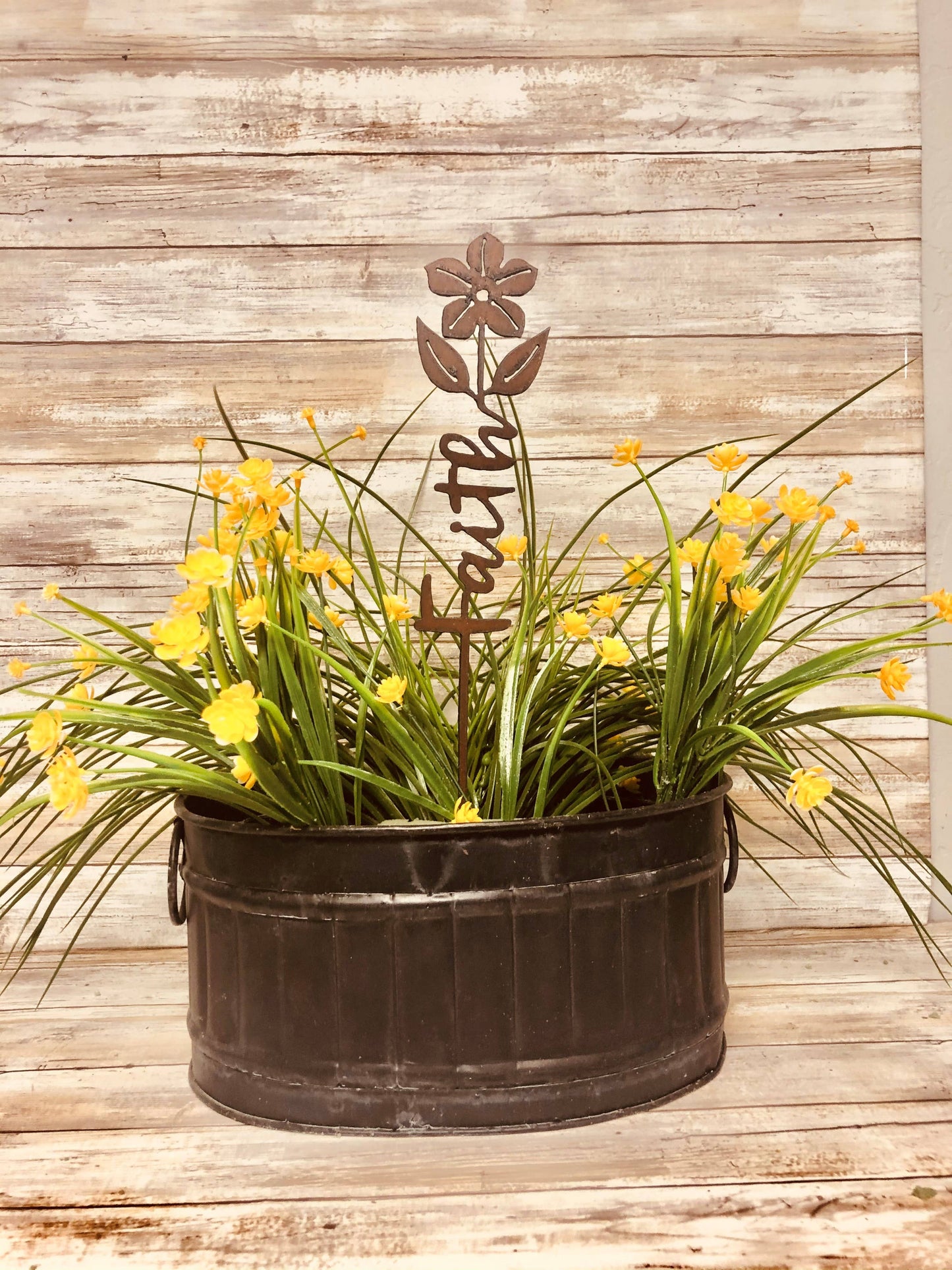 Faith with Flower Vertical inspirational Garden Plant Stake