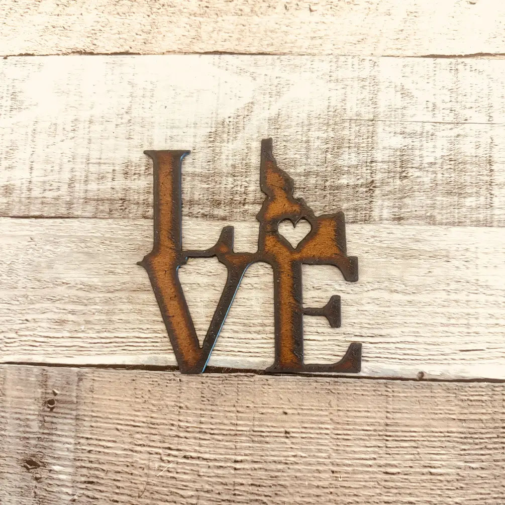 Love Idaho Rustic Metal Magnet State Idaho Gift