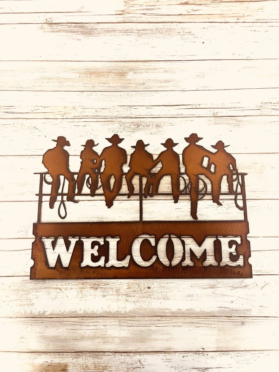 Cowboys on The Fence Horizontal Welcome Rodeo Sign