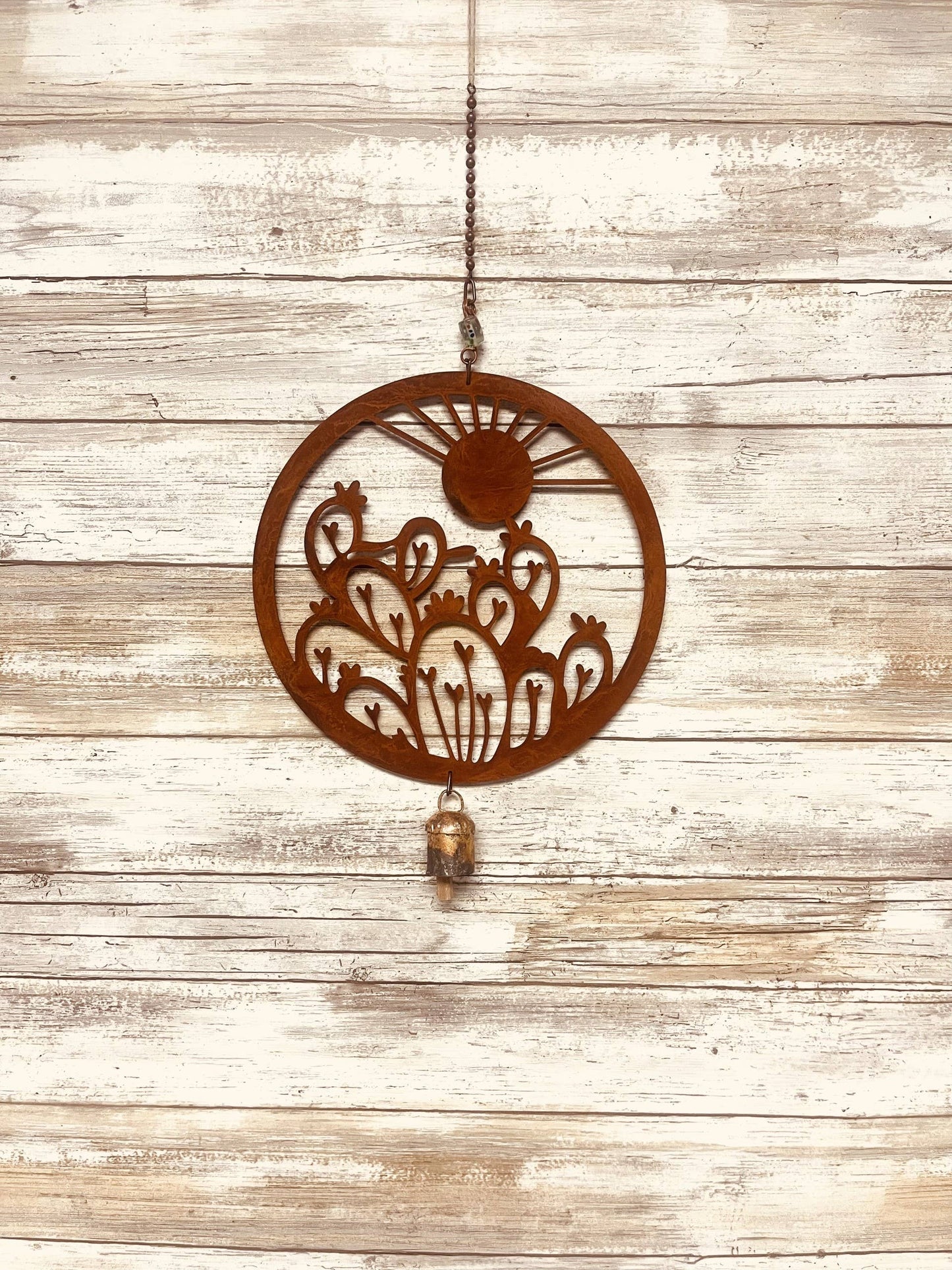 Prickly Pear 8 Inch Bell Garden Chime Rustic Southwest Gift