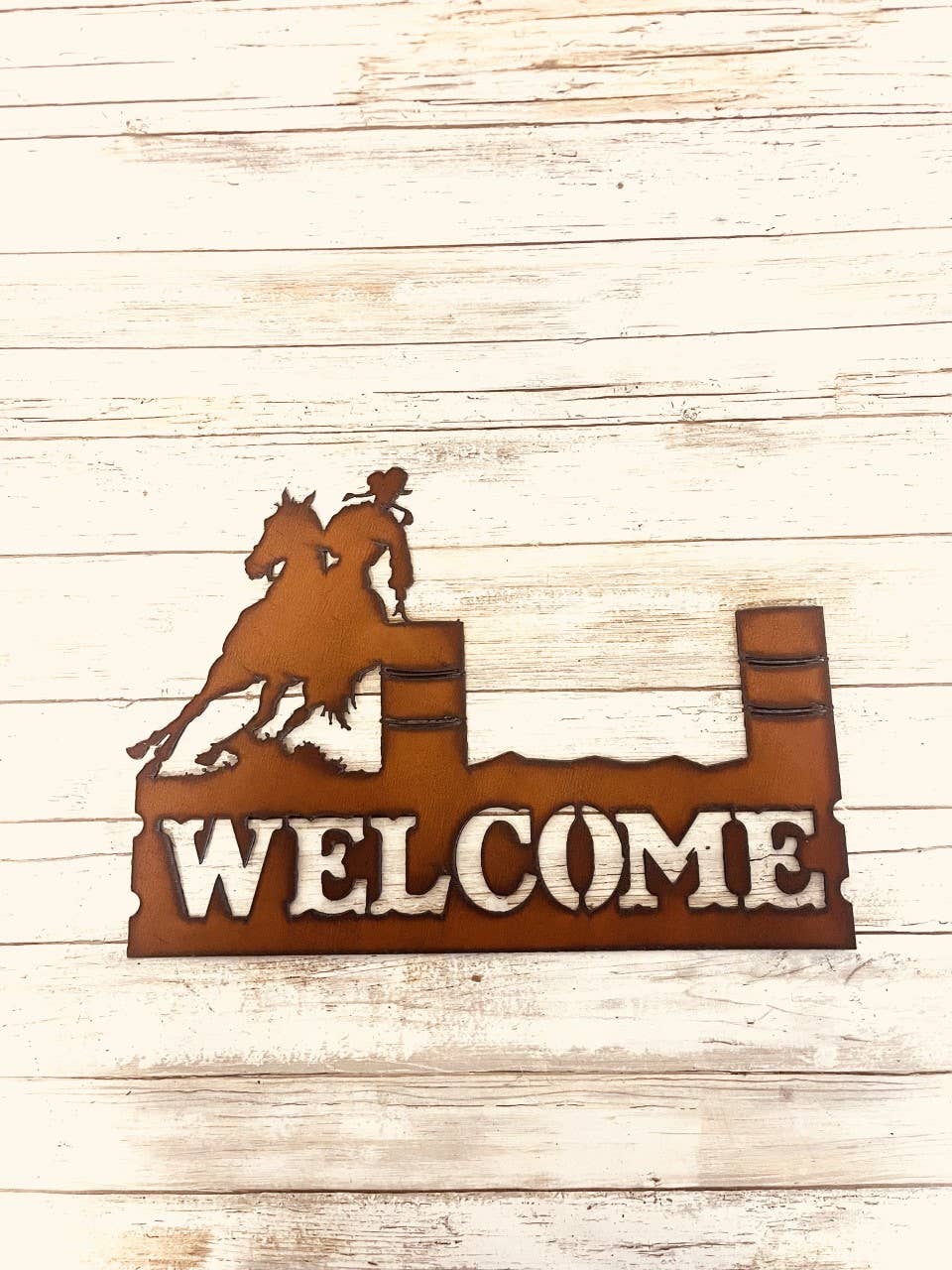 Barrel Racer Horizontal Western Rodeo Welcome Sign