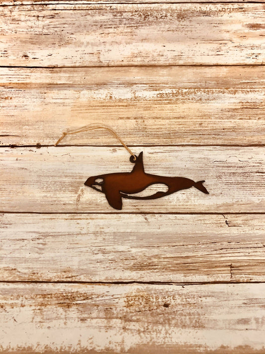 Orca Whale Nautical Rustic Iron  Ornament