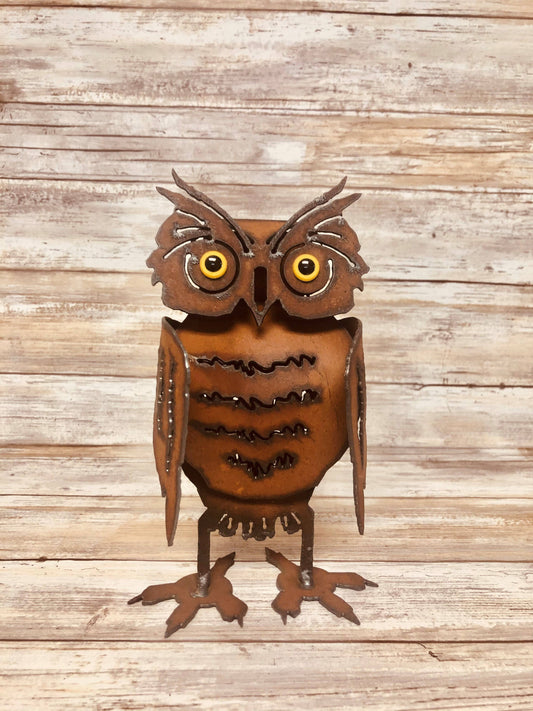 Owl Small Rustic Garden Sculpture Rusty Yard Art