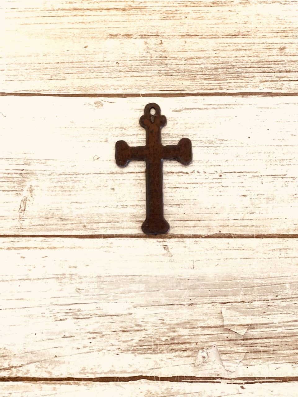 Nail Head Cross Charm Rustic Metal Pendant