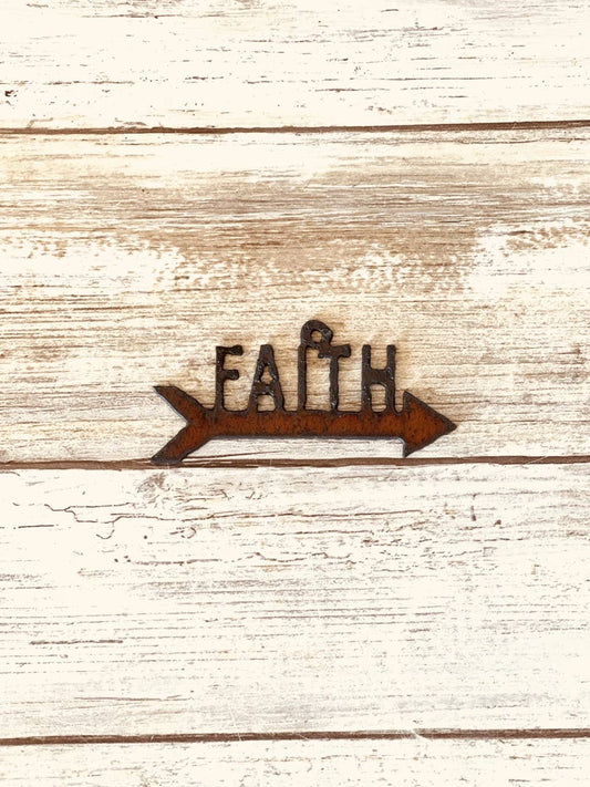 Faith with Arrow Charm Pendant Rustic Inspirational