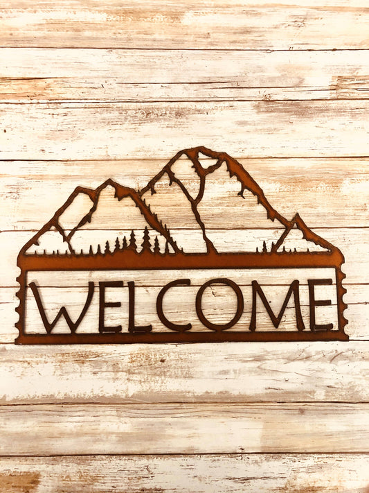 Mountain Horizontal Welcome Lodge Sign