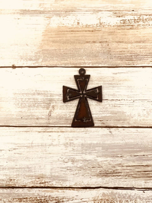 Maltese Cross with Cuts Charm Rustic Metal Cross