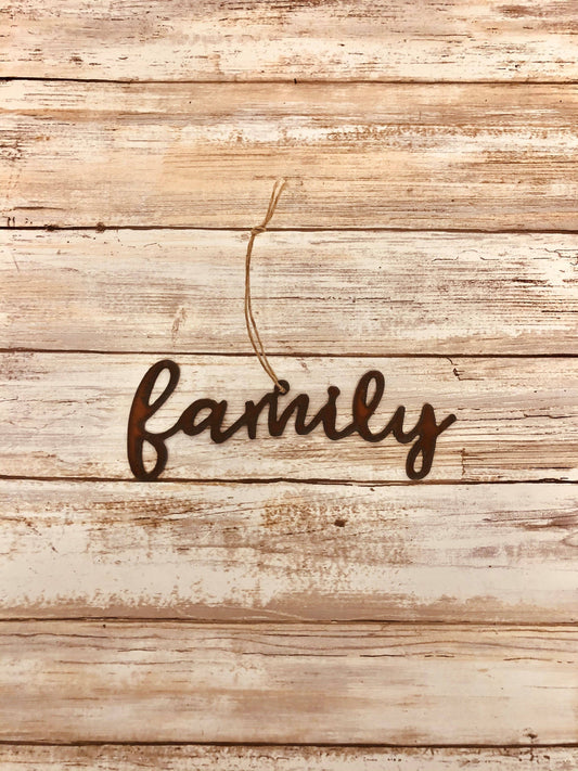 Family Cursive Word Ornament