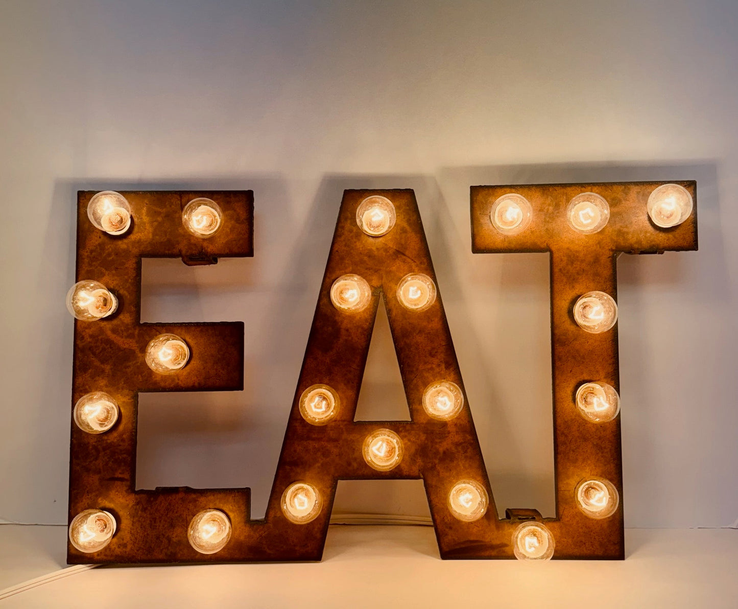 EAT Rustic Lighted Metal Marquee Sign