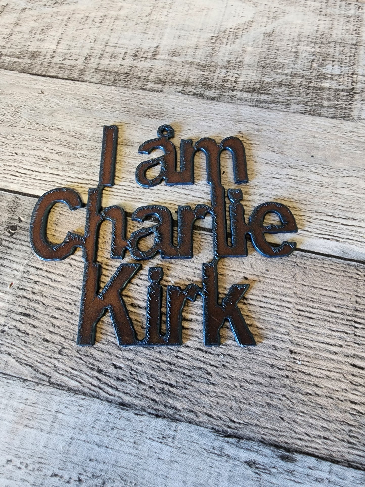 I am Charlie Kirk Rustic Metal Christmas Ornament