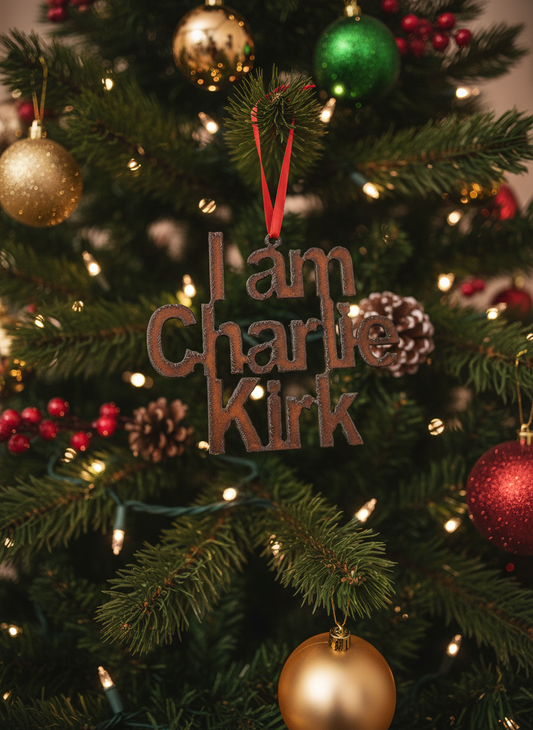 I am Charlie Kirk Rustic Metal Christmas Ornament