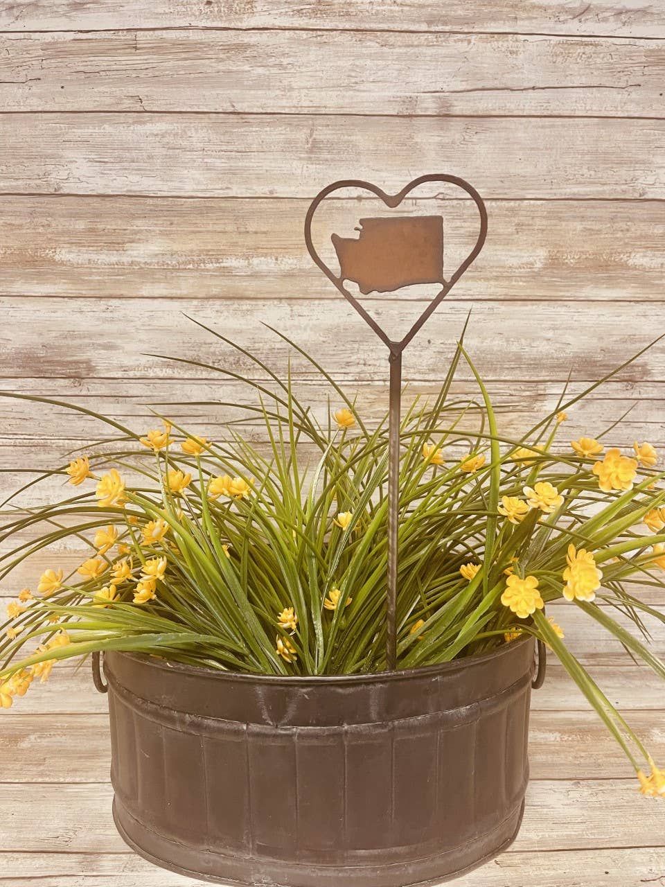 Heart Outline with Washington State Shape Garden Plant Stake