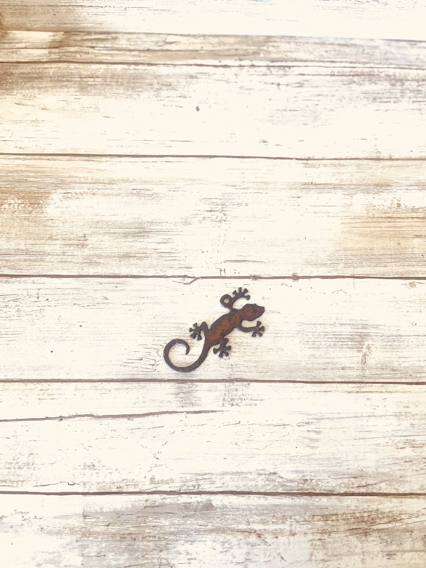 Gecko Charm Rustic Metal Pendant