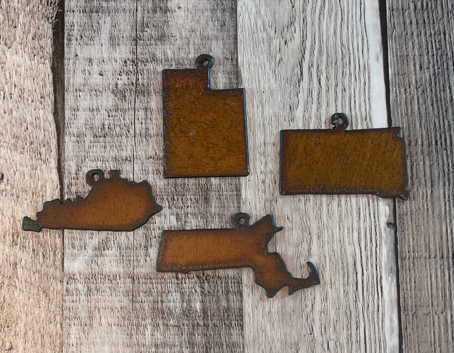 State Shape charm Pendant rustic Metal Small