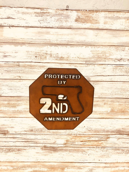 Protected By The 2nd Amendment Rustic Metal Sign