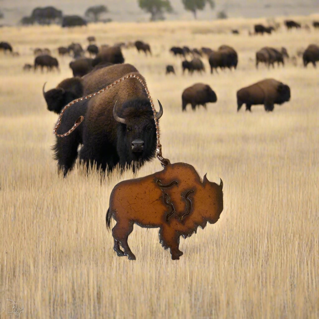 Buffalo Fan Pull Rustic Metal Lodge Southwest Home Decor