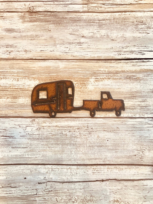 Truck with Camper Trailer  Koa Magnet