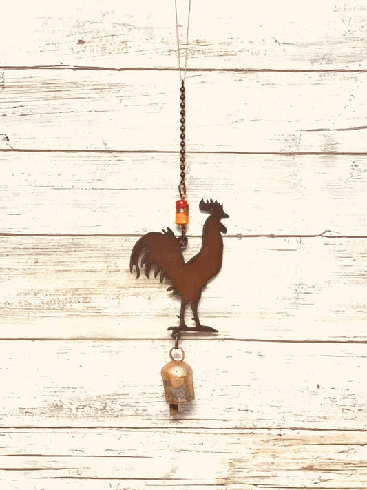 Rooster Bell Rustic Metal Farmhouse Chime Bell