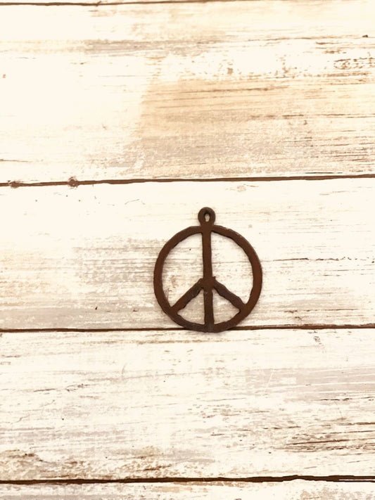 Peace Symbol Charm Rustic Metal Pendant