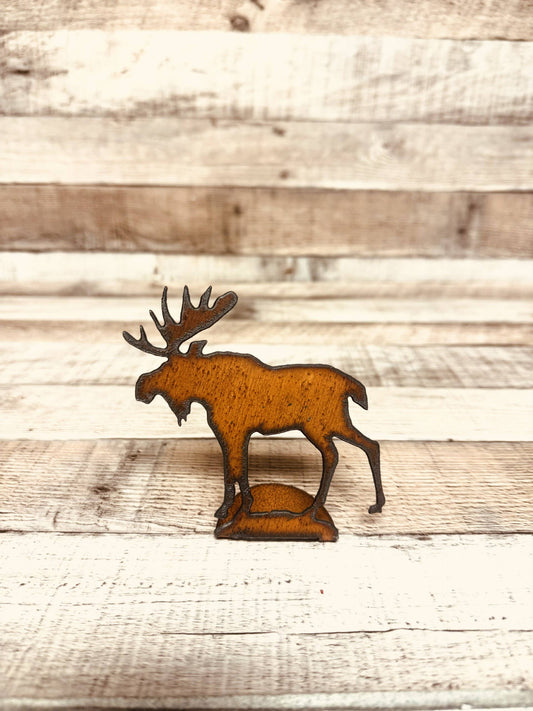 Moose DOODAD Rustic Metal Lodge Tabletop Figurine