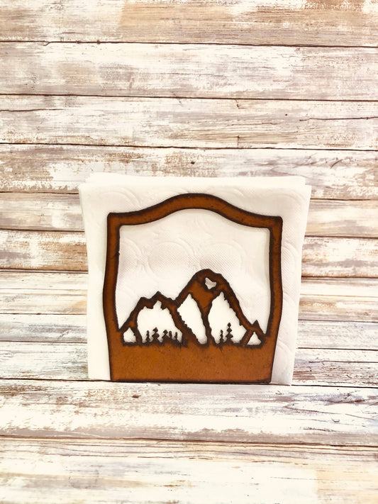 Mountain Scene Rustic Lodge Napkin Holder