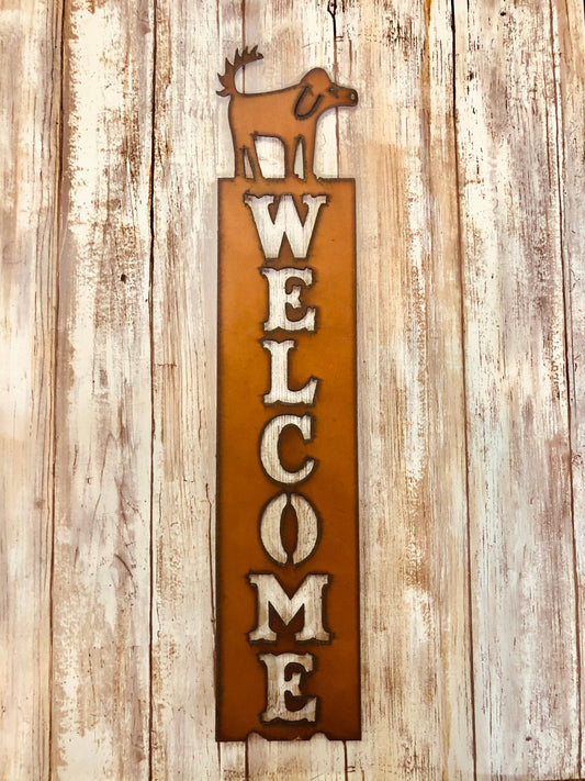 Scruffy Dog Vertical Welcome Sign