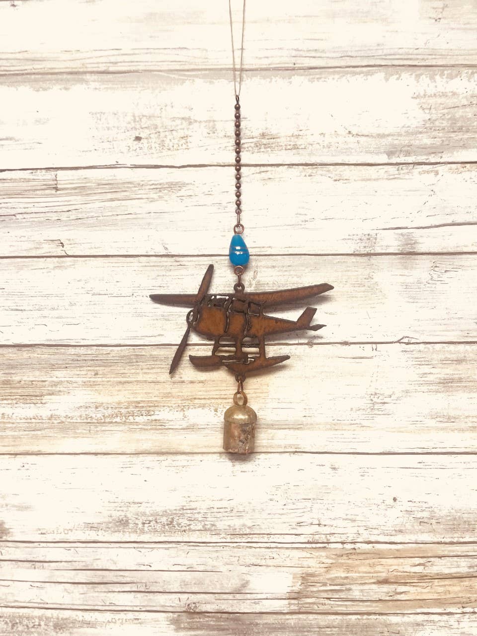 Float Plane Bell Rustic Alaska Garden Outdoor Metal Chime