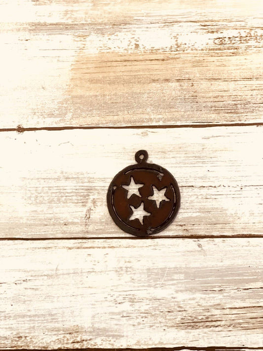 Tennessee Tri Stars charm Pendant Rustic Metal Nashville