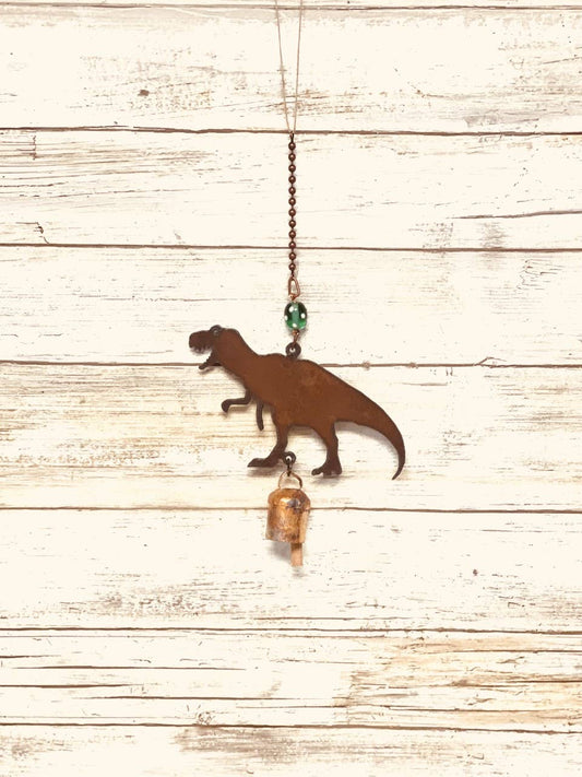 Tyrannosaurus Dinosaur Rustic Metal Garden Chime Bell