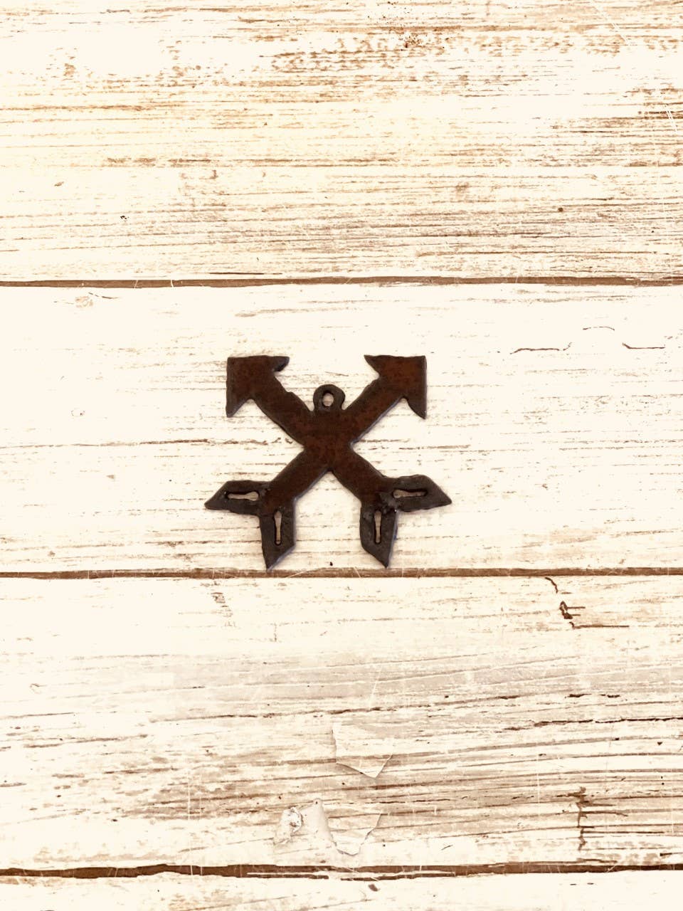 Crossed Arrows Charm Rustic Metal Native