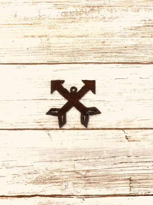 Crossed Arrows Charm Rustic Metal Native