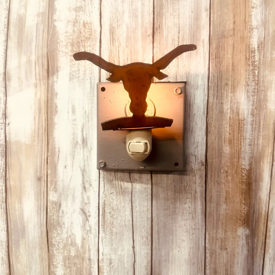 Steer Head Image Rustic Night Light
