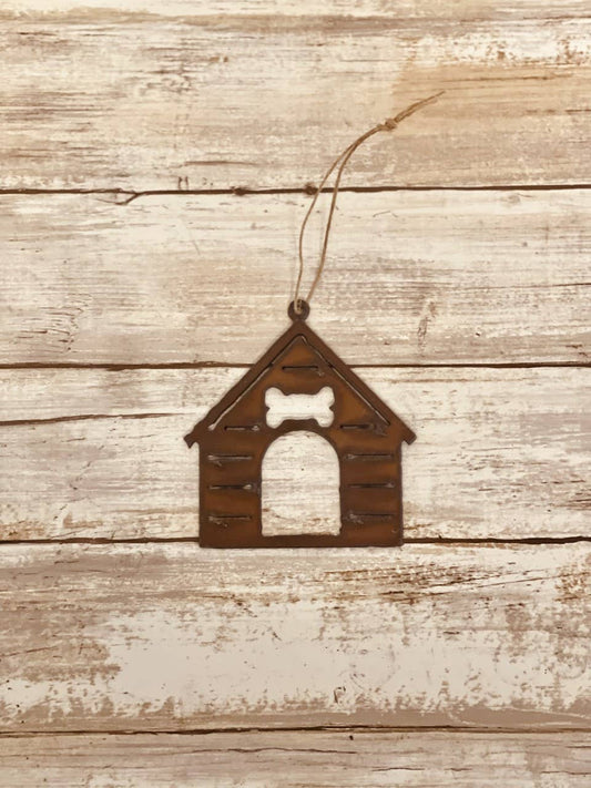 Doghouse Rustic Metal Pet Ornament