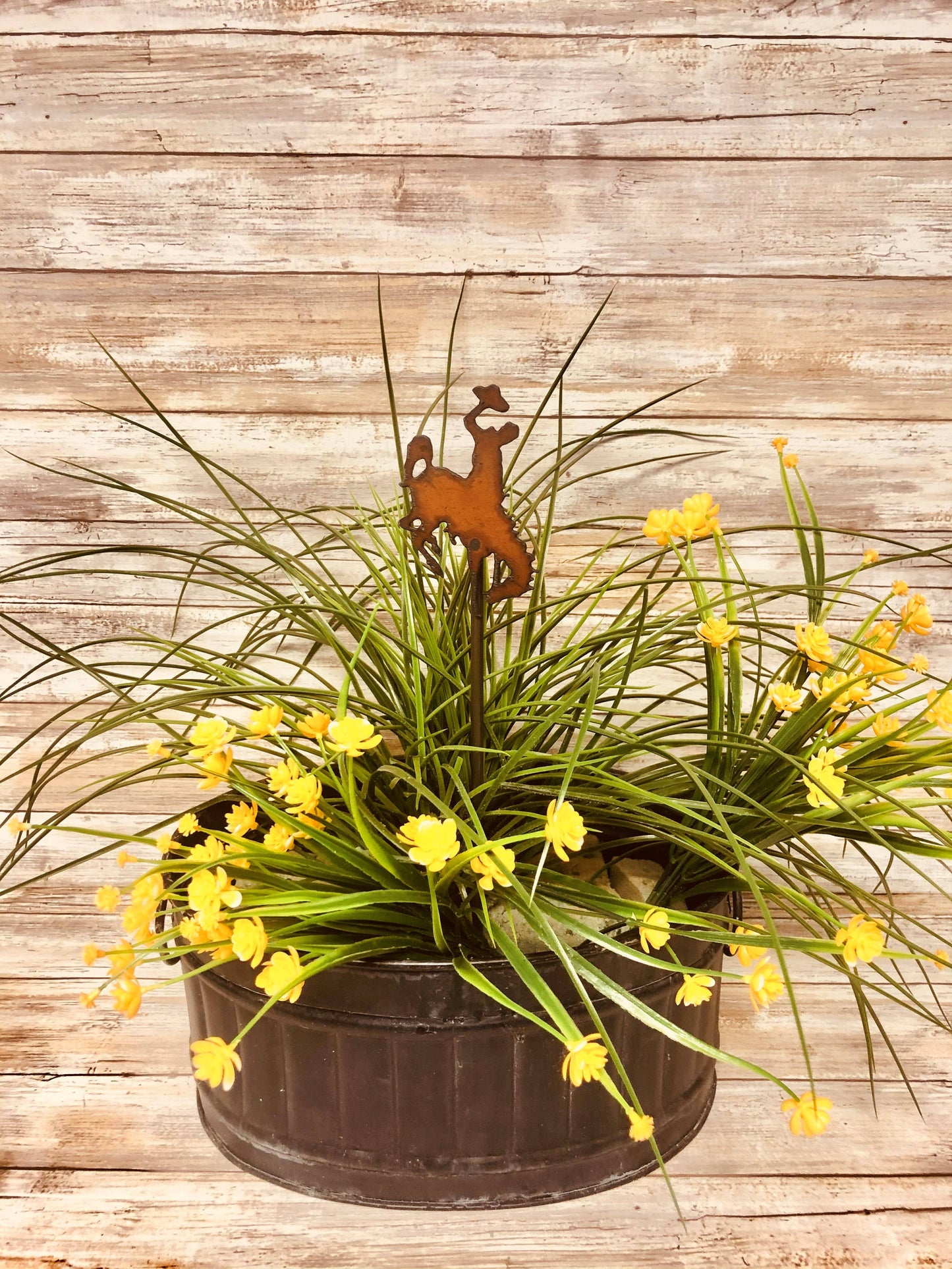 Bronc Rider Wyoming Rodeo Western Garden Plant Stake