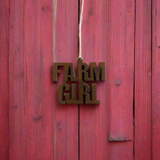 Farm Girl Rustic Metal Ornament Farmhouse Gift