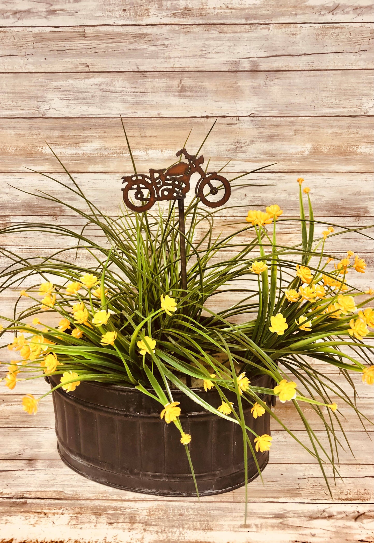 Vintage Motorcycle Rusty Garden Plant Stake