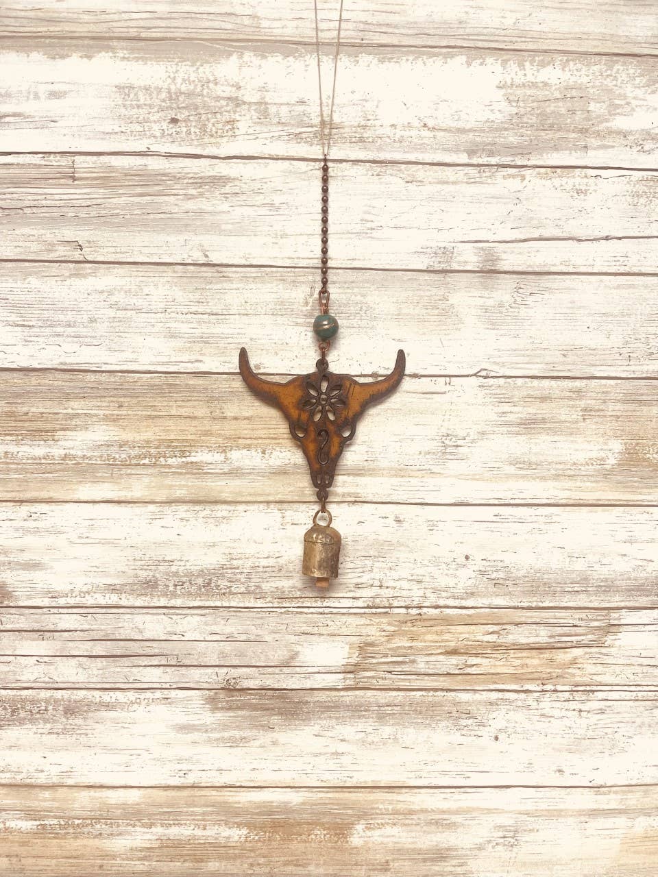 Buffalo Skull Bell Garden Friend Rustic Metal Garden Chime