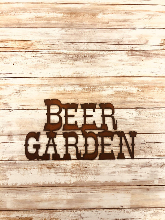 Beer Garden Rusty Metal Pub Sign