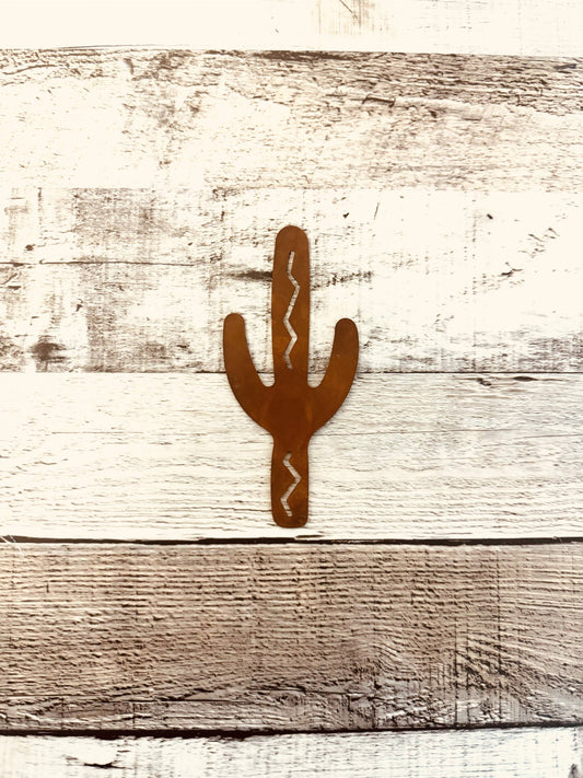 Cactus with Cuts Southwest Desert Magnet Rustic Metal