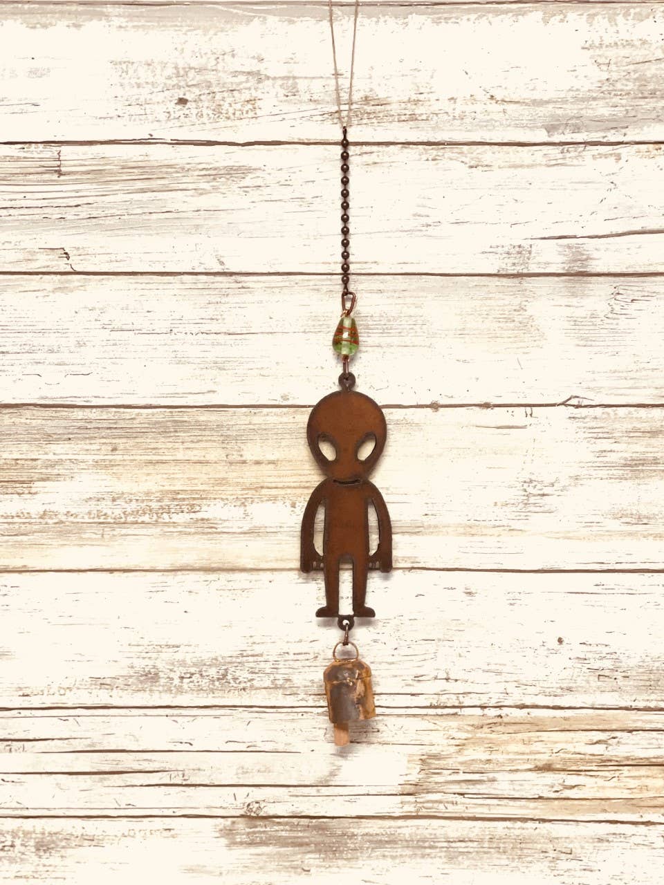 Alien Full Body Area 51 Rustic Metal Bell Chime