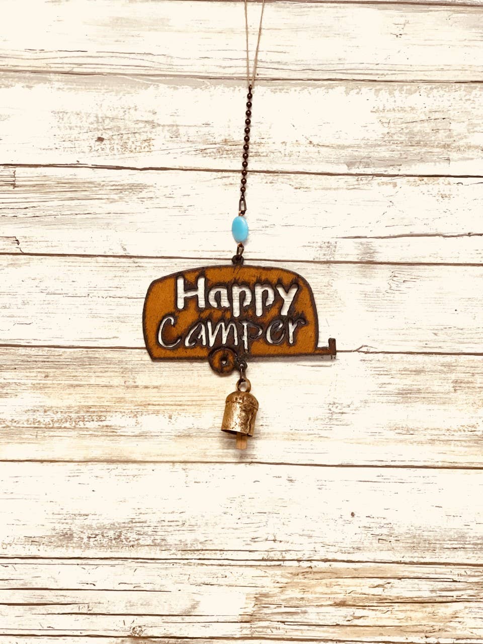 Happy Camper Bell Koa Trailer Gift Rustic Chime