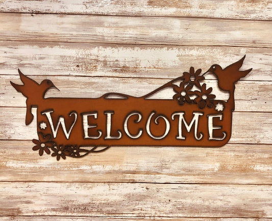 Hummingbird Garden Horizontal  Welcome Sign