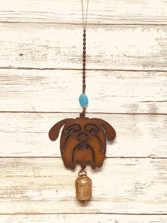 Bulldog Face Bell Pet Garden Chime