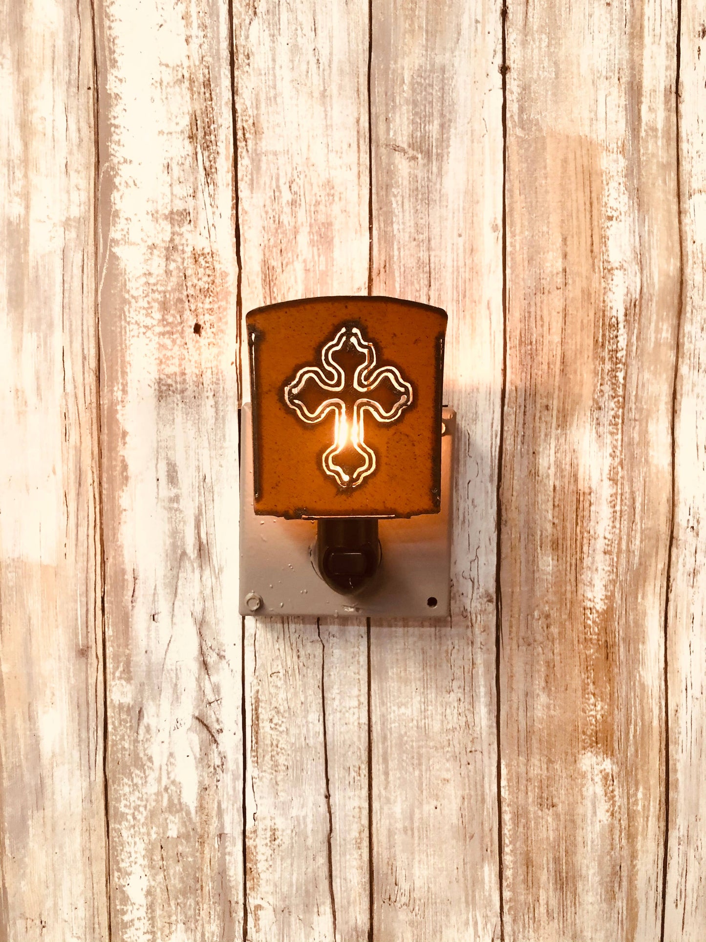 Cross with Cuts Classic Rustic Nightlight