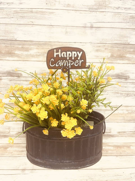 Happy Camper Trailer Koa Plant Stake Plaque