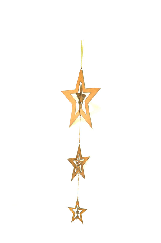 Triple Star Rusty Mobile Garden Decor